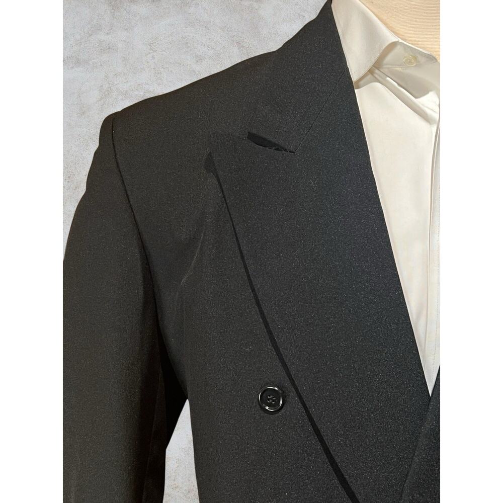 Vintage Gino Cappeli 46R Black Double Breasted Blazer Jacket - Picture 5 of 14